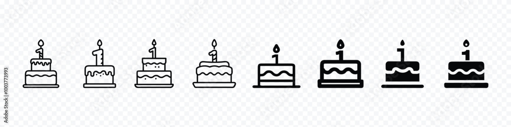 One Year Celebration Events cake icon, Cake icon vector set. Outline pie with candles symbol, birthday cake icon set, Simple birthday cake icon, Birthday cake icon set One Year Celebration Events cake icon, Cake icon vector set. Outline pie with candles symbol, birthday cake icon set, Simple birthday cake icon, Birthday cake icon set
