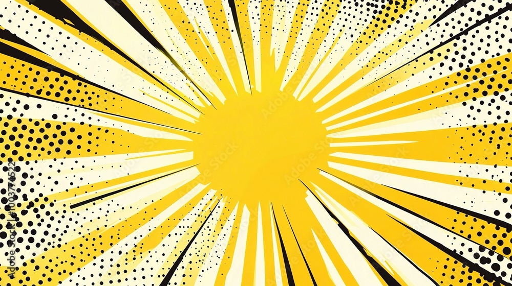 Fototapeta premium Vibrant Yellow Sunburst with Dynamic Rays