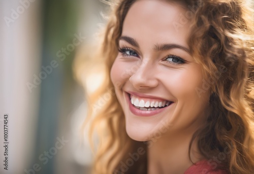 AI genaration Embracing Positivity: Close-Up of a Smiling Woman in Natural Light