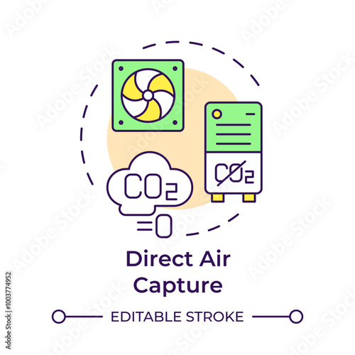 Direct air capture multi color concept icon. Carbon management, ventilation. Filtration system. Round shape line illustration. Abstract idea. Graphic design. Easy to use infographic, presentation