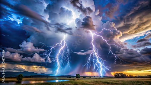 landscape with dramatic clouds and stormy tornado showcasing tilted angle view