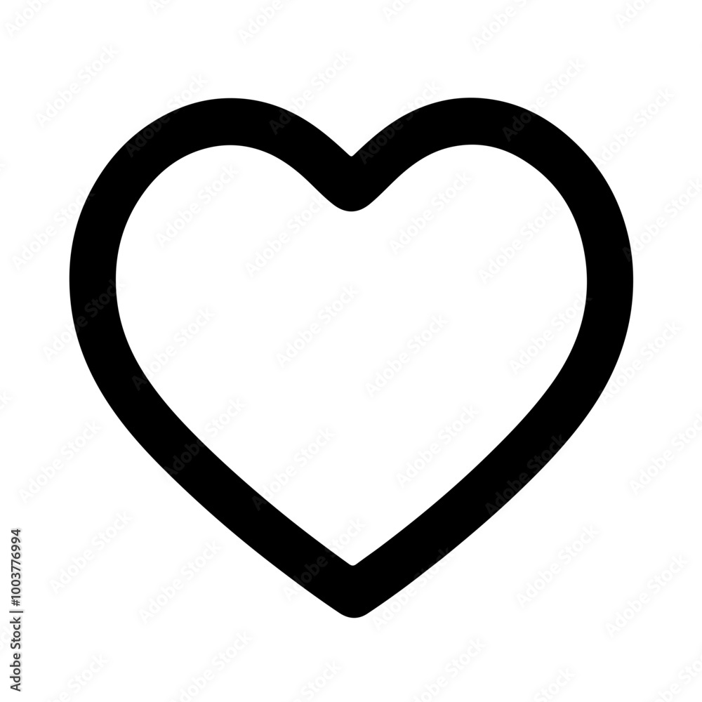 Simple heart vector icon in black outline. Represents love and care. Ideal for apps, web design, or health-related projects. Simple heart vector icon in black outline. Represents love and care. Ideal for apps, web design, or health-related projects.