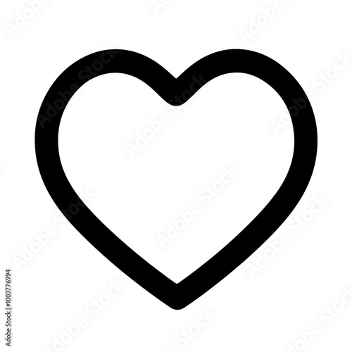 Simple heart vector icon in black outline. Represents love and care. Ideal for apps, web design, or health-related projects.