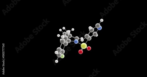 Vonoprazan molecule, rotating 3D model of voquezna, looped video on a black background photo