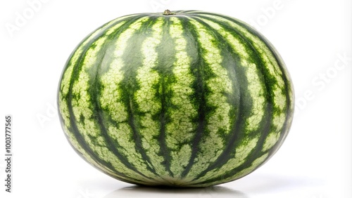 Large ripe striped watermelon isolated on white background symmetrical