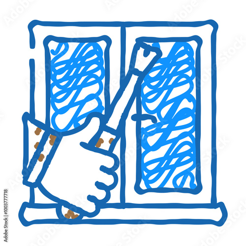 window frame repair doodle icon sketch vector. window frame repair sign. isolated symbol illustration