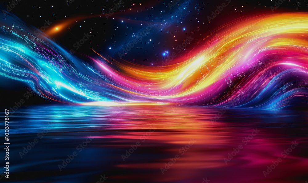 Neon cosmic portal with advanced tech circuitry in deep space Neon cosmic portal with advanced tech circuitry in deep space