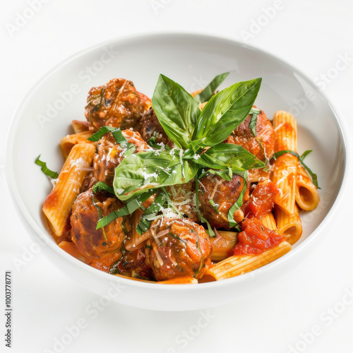 Bolognese pasta. Fusilli with tomato sauce, ground minced beef