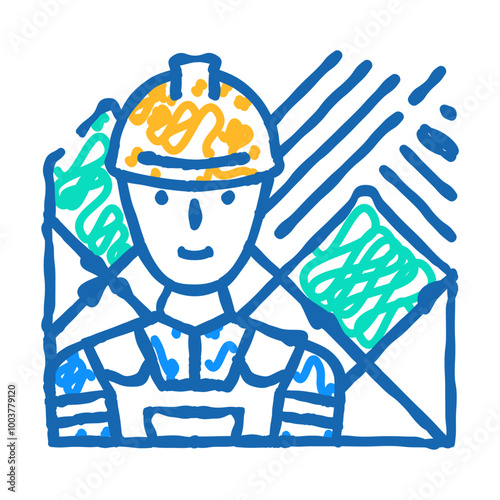 tiler handyman doodle icon sketch vector. tiler handyman sign. isolated symbol illustration