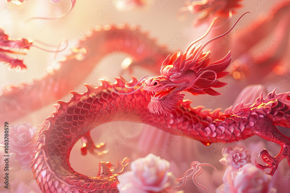 Fototapeta premium Beautiful greeting card with bright holiday composition for happy and celebrate New Year