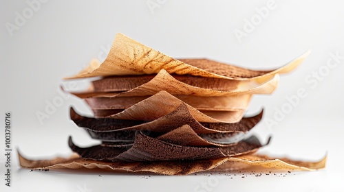 Pile of Coffee Filters Cut Out on White photo