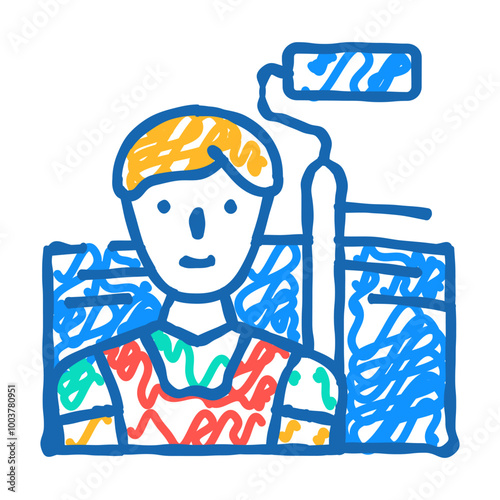 painter man doodle icon sketch vector. painter man sign. isolated symbol illustration