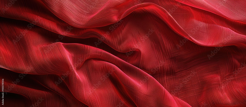Obraz premium Red cotton fabric with a cloth texture for a textile background design featuring ample copy space image