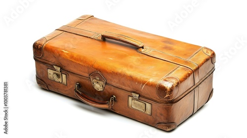 Old suitcase baggage luggage handbag old on white background 