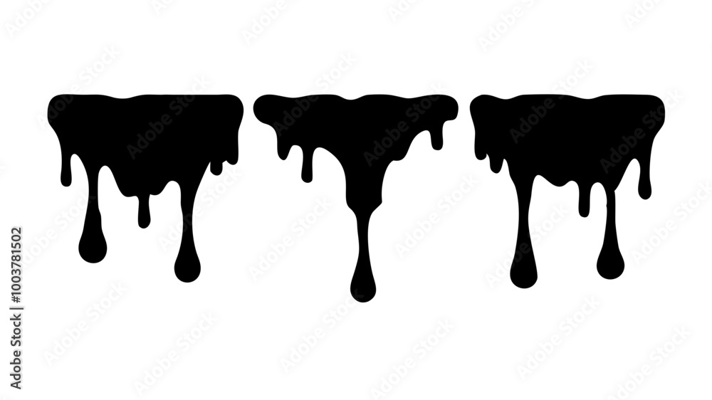three black drips are aligned horizontally three black drips are aligned horizontally