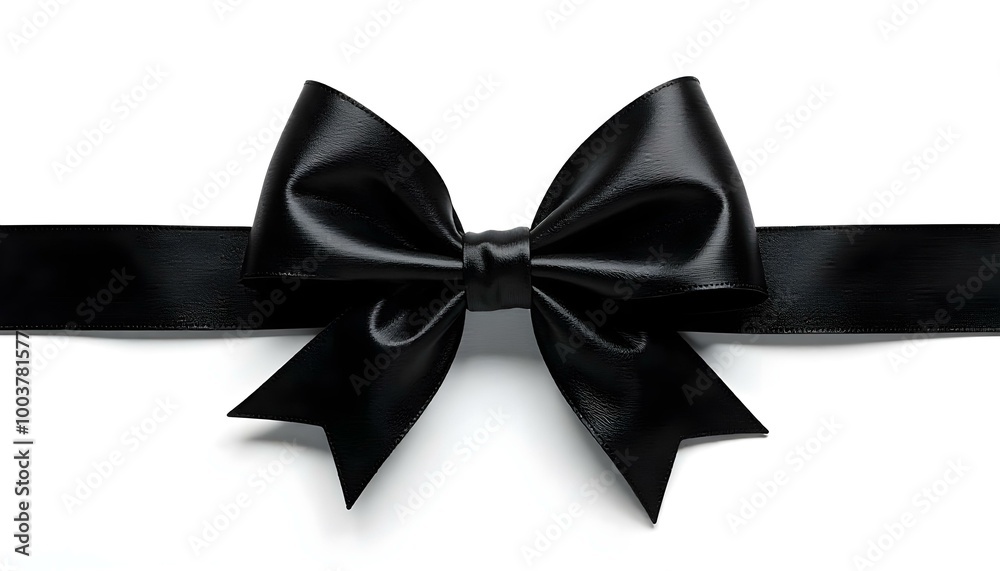 Black gift bow ribbon isolated on a white background Black gift bow ribbon isolated on a white background