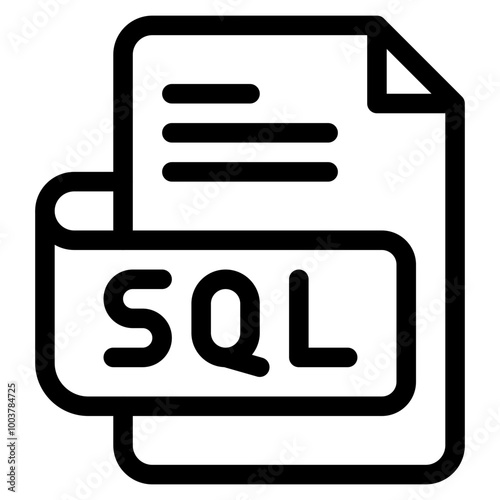 Vector Icon sql, file type, file format, file extension, document photo