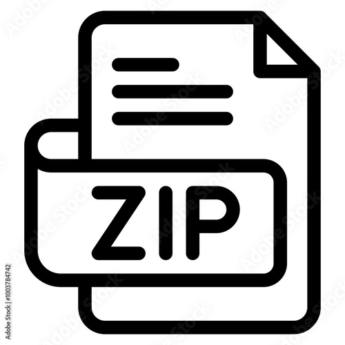 Vector Icon zip, file type, file format, file extension, document