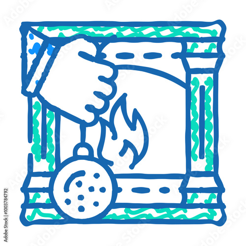 fireplace repair doodle icon sketch vector. fireplace repair sign. isolated symbol illustration