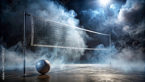 Volleyball Net in Misty Atmosphere with Isolation