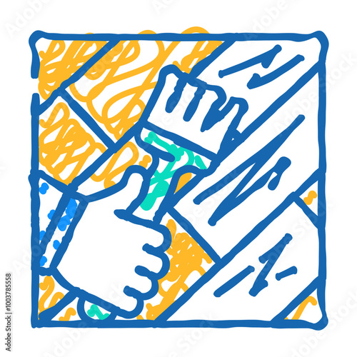 wood floor scratch repair doodle icon sketch vector. wood floor scratch repair sign. isolated symbol illustration