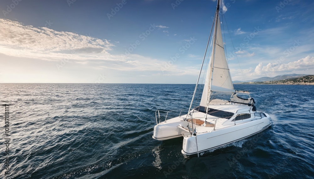 Fototapeta premium Catamaran motor yacht on the ocean 