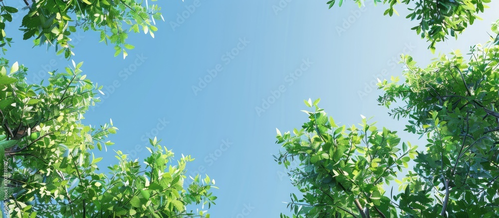 Clear blue sky trees copyspace for background Clear blue sky trees copyspace for background