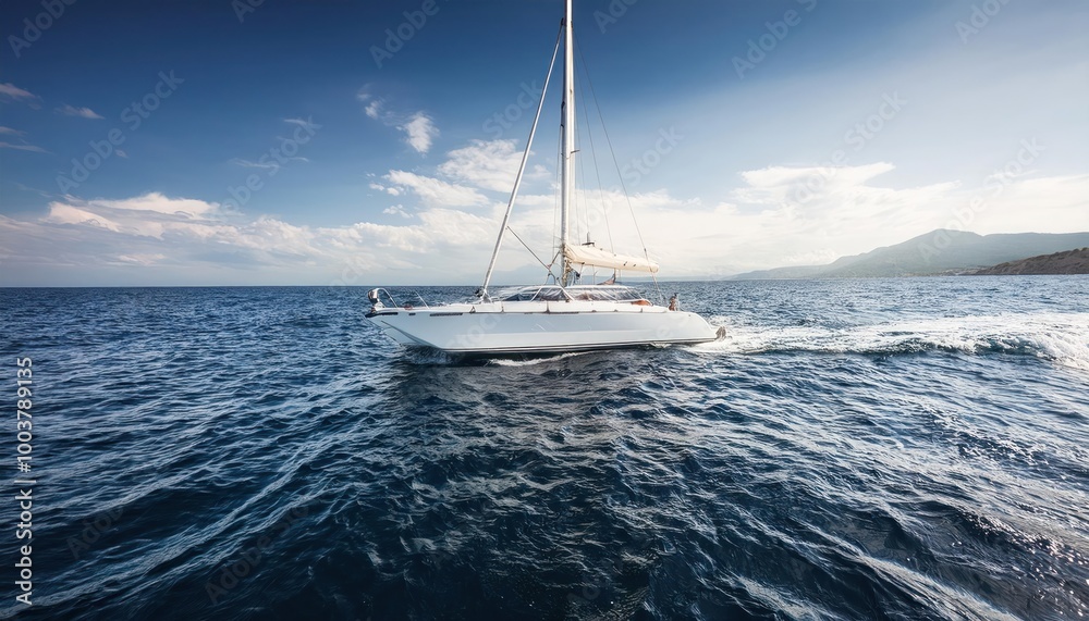 Fototapeta premium Catamaran motor yacht on the ocean 