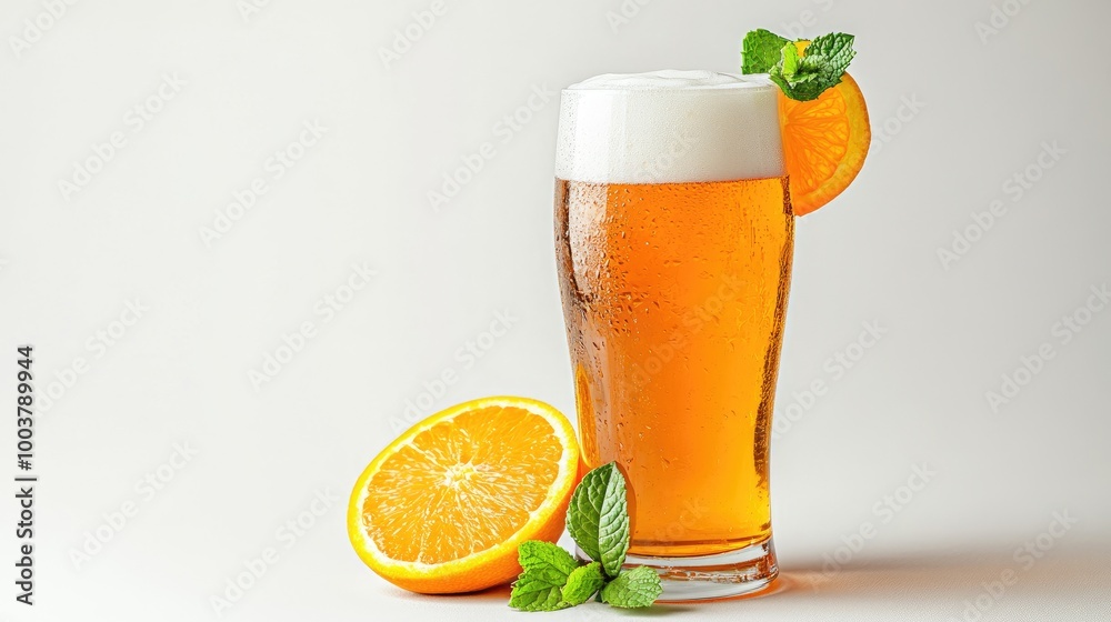 Refreshing Beverage with Citrus and Mint Garnish Refreshing Beverage with Citrus and Mint Garnish