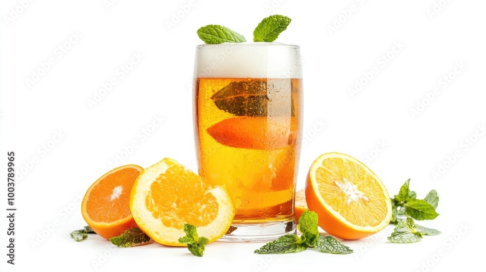 Refreshing Citrus Beverage with Mint Garnish Refreshing Citrus Beverage with Mint Garnish
