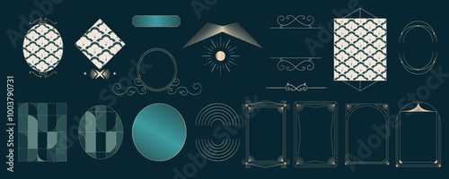 Vintage deco frame and border. Abstract decoration element object