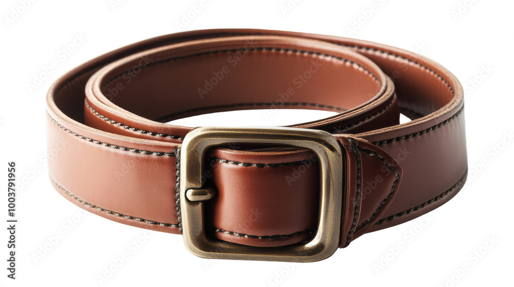 Brown Leather Belt with Gold Buckle. Brown Leather Belt with Gold Buckle.