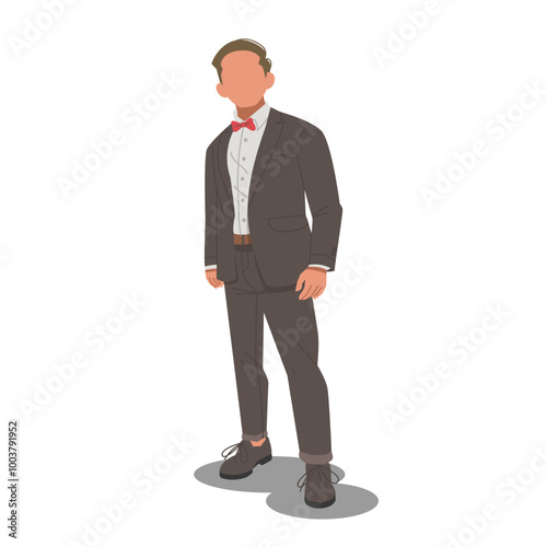 portrait of man standing in stylish suit outfits flat design illustration. (vol 2)