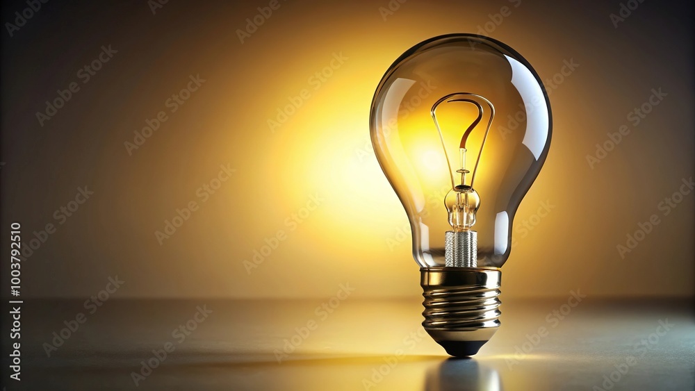 Light Bulb with Question Mark Filament on Yellow Background Tilted Angle Light Bulb with Question Mark Filament on Yellow Background Tilted Angle