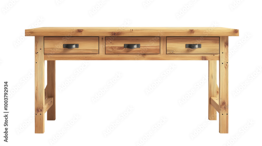Rustic Wooden Desk with Three Drawers. Rustic Wooden Desk with Three Drawers.