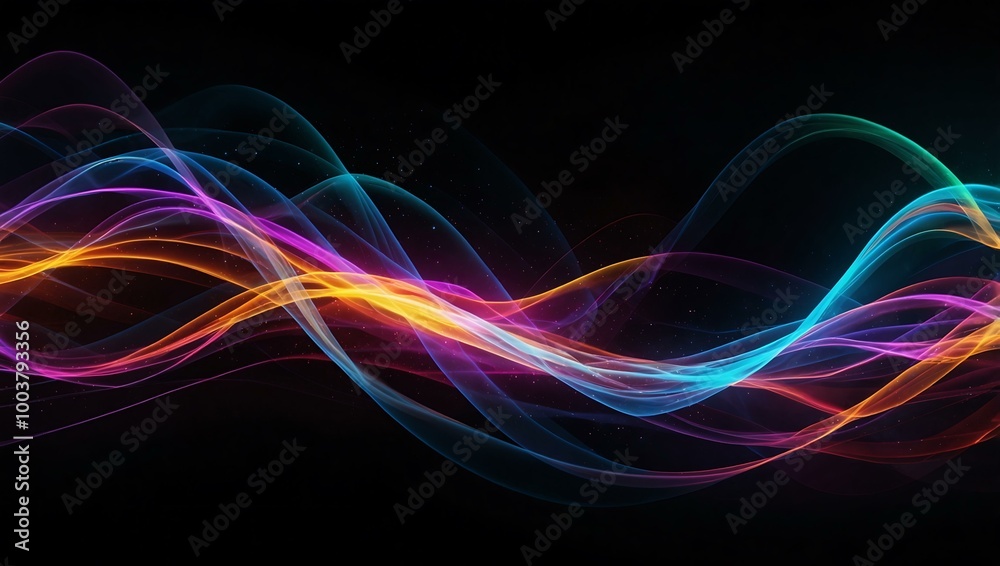 Abstract neon lights flow on a black background. Abstract neon lights flow on a black background.