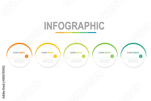 infographic elements template, business concept with 5 steps, white circle shapes design for workflow layout, diagram, annual report, web design.Creative banner, label vector