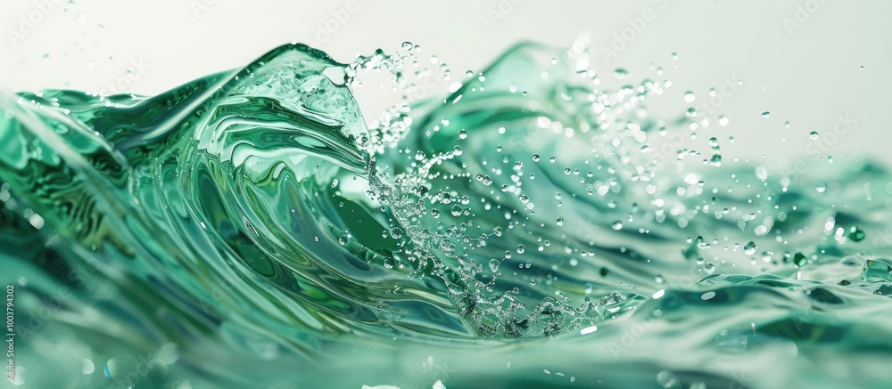 Nature s aqua flow with green water drops splashes and waves creating a serene scene with copy space image Nature s aqua flow with green water drops splashes and waves creating a serene scene with copy space image