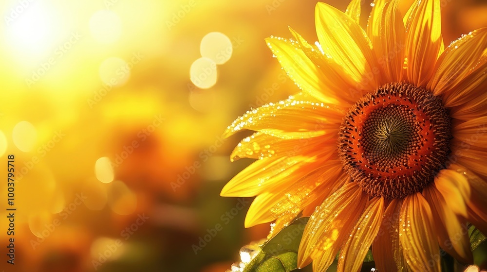 Bright Sunflower in a Warm Golden Light Bright Sunflower in a Warm Golden Light