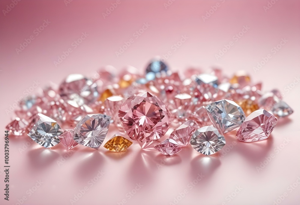 Sparkling diamonds on a soft pink background Sparkling diamonds on a soft pink background