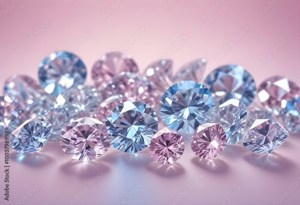 Sparkling diamonds on a soft pink background Sparkling diamonds on a soft pink background