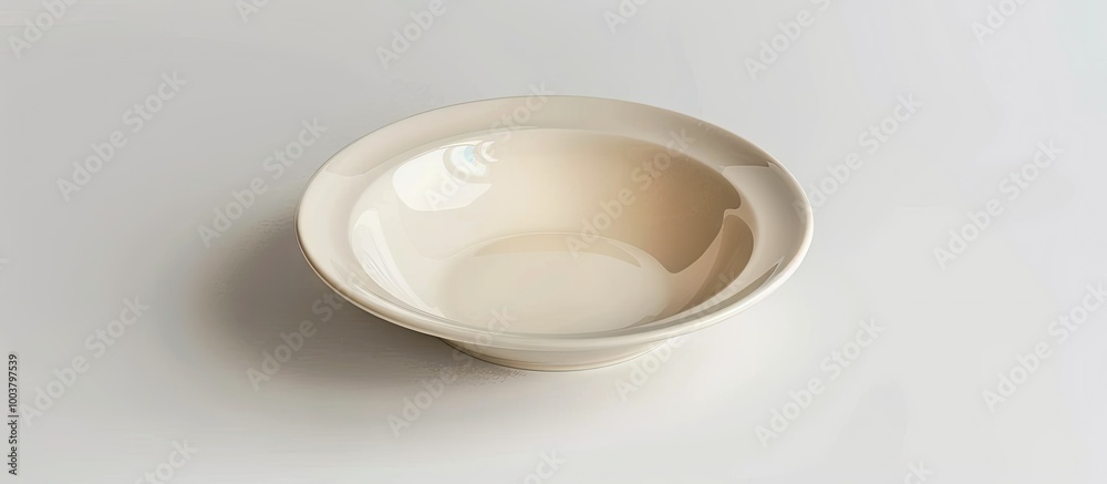 Beige ceramic plate with copy space image against white background Beige ceramic plate with copy space image against white background