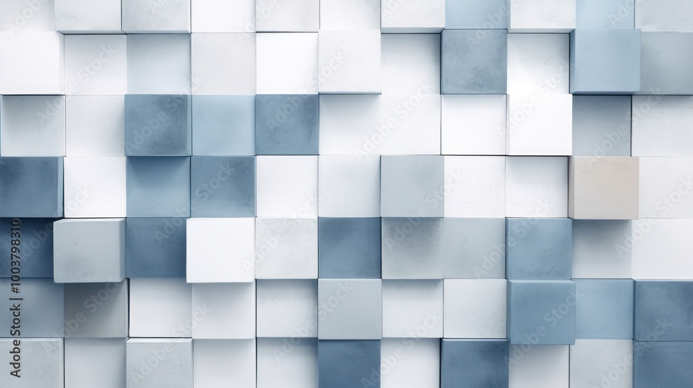 Abstract Blue and White Cube Wall Abstract Blue and White Cube Wall