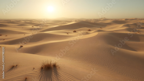 Serene Desert Landscape at Sunrise