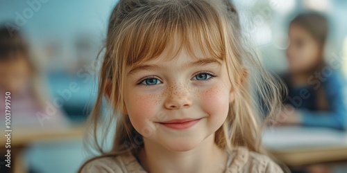 Cute Little Girl in School Uniform
