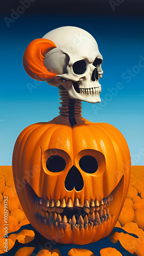 Halloween, T-shirt print, print on the dress, love, art, beauty, model, style, fashion magazine cover, halloween, pumpkin, orange, holiday, autumn, face, lantern, horror, decoration, black, cartoon, 