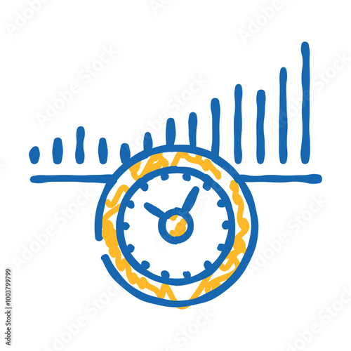 increase time doodle icon sketch vector. increase time sign. isolated symbol illustration