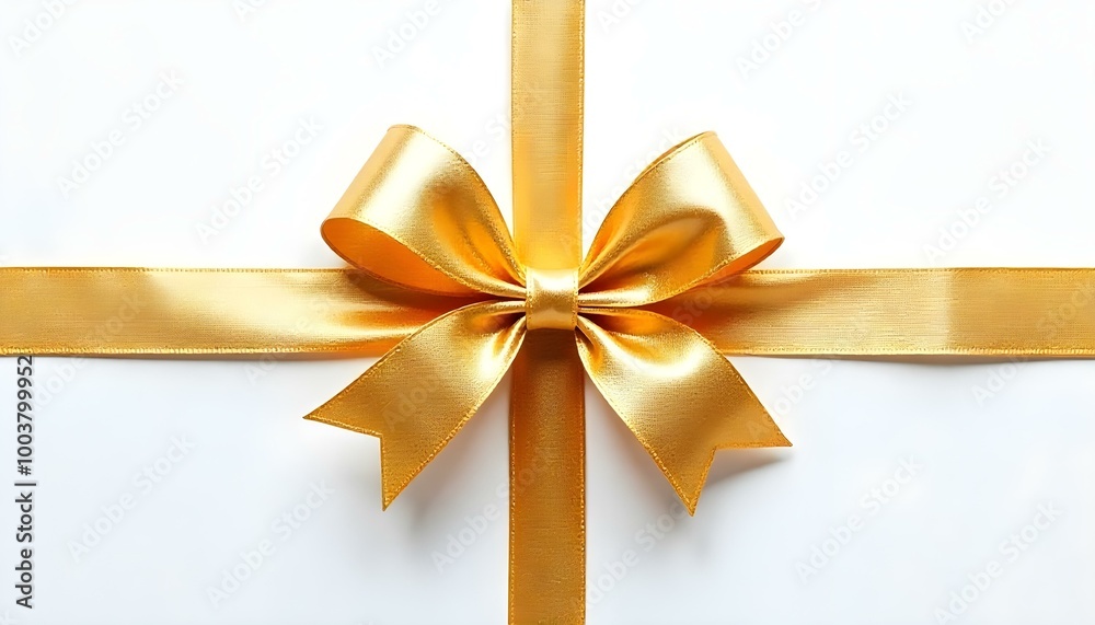 Fototapeta premium Gold gift bow ribbon isolated on a white background