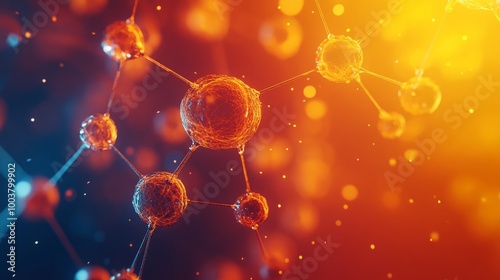 Abstract Close-Up of Molecule with Bright Colors, Ultra-Realistic Design, Representing Scientific Beauty and Molecular Structure photo