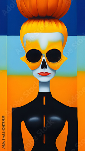 Halloween, T-shirt print, print on the dress, love, art, beauty, model, style, fashion magazine cover, cartoon, vector, icon, illustration, 3d, glasses, sunglasses, woman, sun, people, character, face